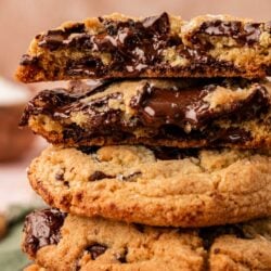 Close up of a stack of Jacques Torres Cookies.