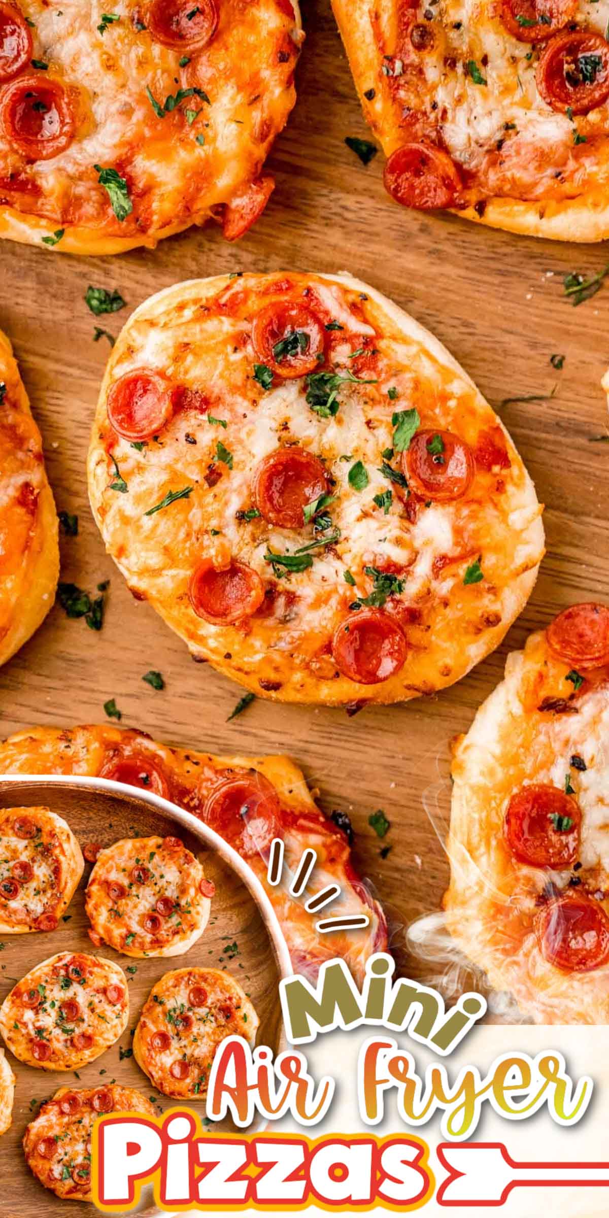 These Air Fryer Mini Pizzas are made out of refrigerated biscuits and finished off with your favorite pizza toppings! They’re ready in under 30 minutes making them the perfect quick option for family pizza nights!  via @sugarandsoulco