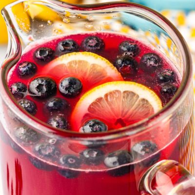 A big pitcher of blueberry lemonade.