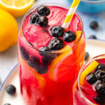 Blueberry lemonade in a glass.