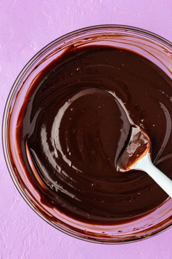 Chocolate ganache in a bowl.