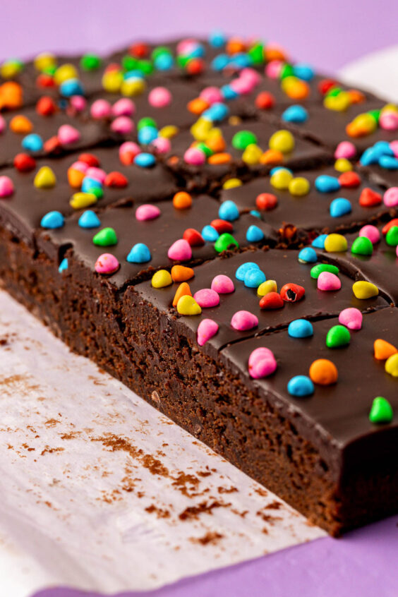 Cosmic brownie recipes on a piece of parchment paper.