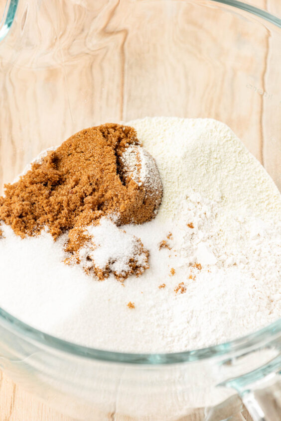 Dry ingredients to make Italian Cream Cake in a bowl.