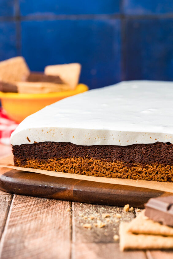 Marshmallow creme topped brownies.