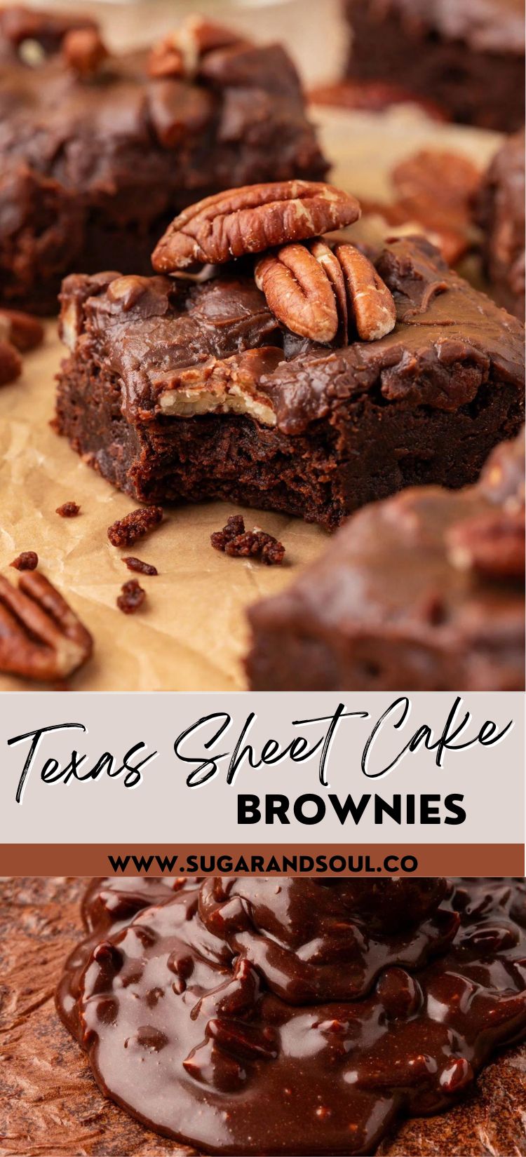 Fudgy, chewy Texas Sheet Cake Brownies are the ultimate way to deliver dessert to a crowd! This recipe uses pantry staple ingredients and a one-pot stovetop method to achieve the most divine brownies covered in chocolaty icing with chopped nuts! via @sugarandsoulco