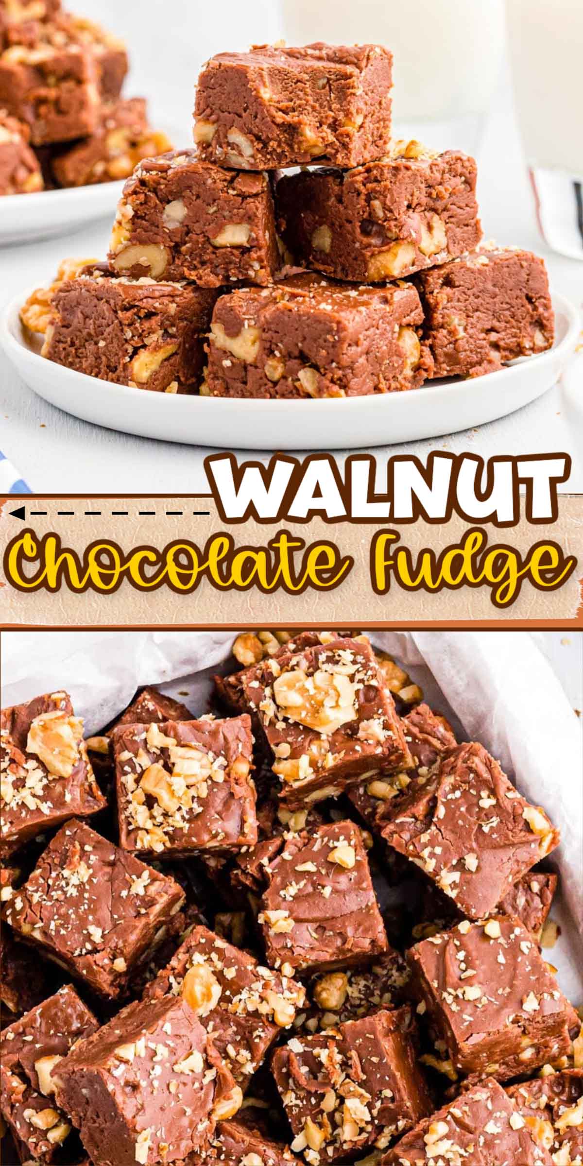 This Walnut Chocolate Fudge checks all the boxes of what you expect fudge to be! The combination of dreamy, creamy fudge laced with walnuts as well as topped with them, brings you the ultimate slice of chocolate bliss!
 via @sugarandsoulco