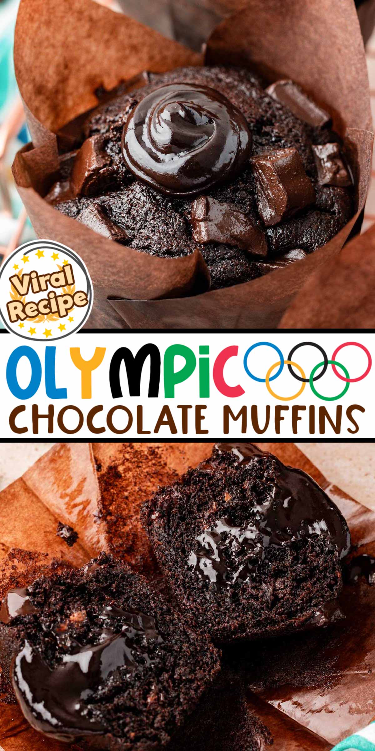 Not only did the Olympics bring us endless athletic entertainment, but it also brought us a social media storm of viral Olympic Chocolate Muffins! These moist, chocolaty homemade muffins are loaded and topped with chocolate chunks, complete with a hot fudge center. No wonder the internet’s going crazy for a bite of them! via @sugarandsoulco