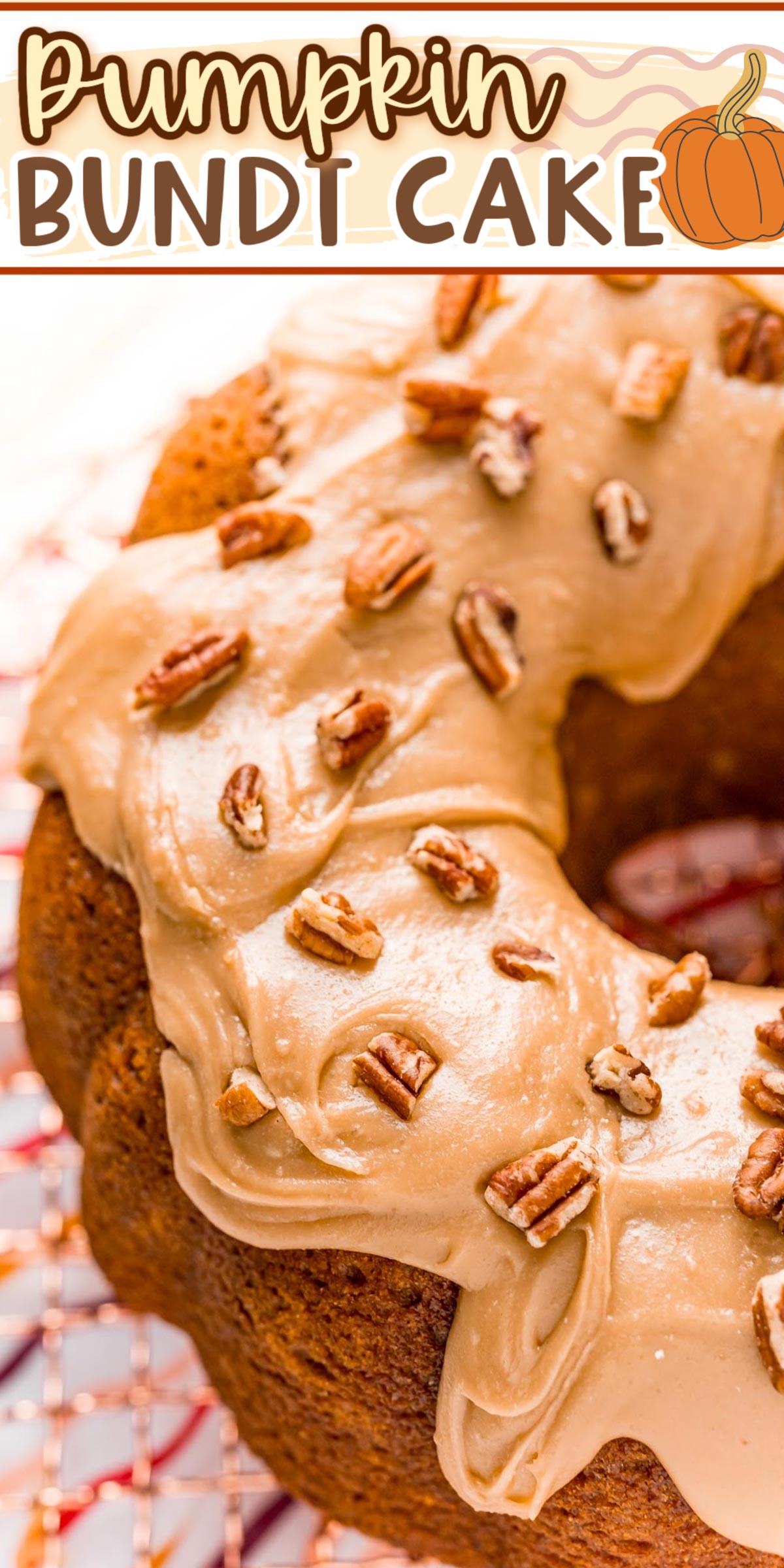 This Pumpkin Bundt Cake Recipe is for anyone who loves pumpkin spice! Pumpkin pound cake is laced with warm fall spices and topped with decadent brown sugar icing. Baked in a Bundt pan, it looks ornate but is easy to make! via @sugarandsoulco