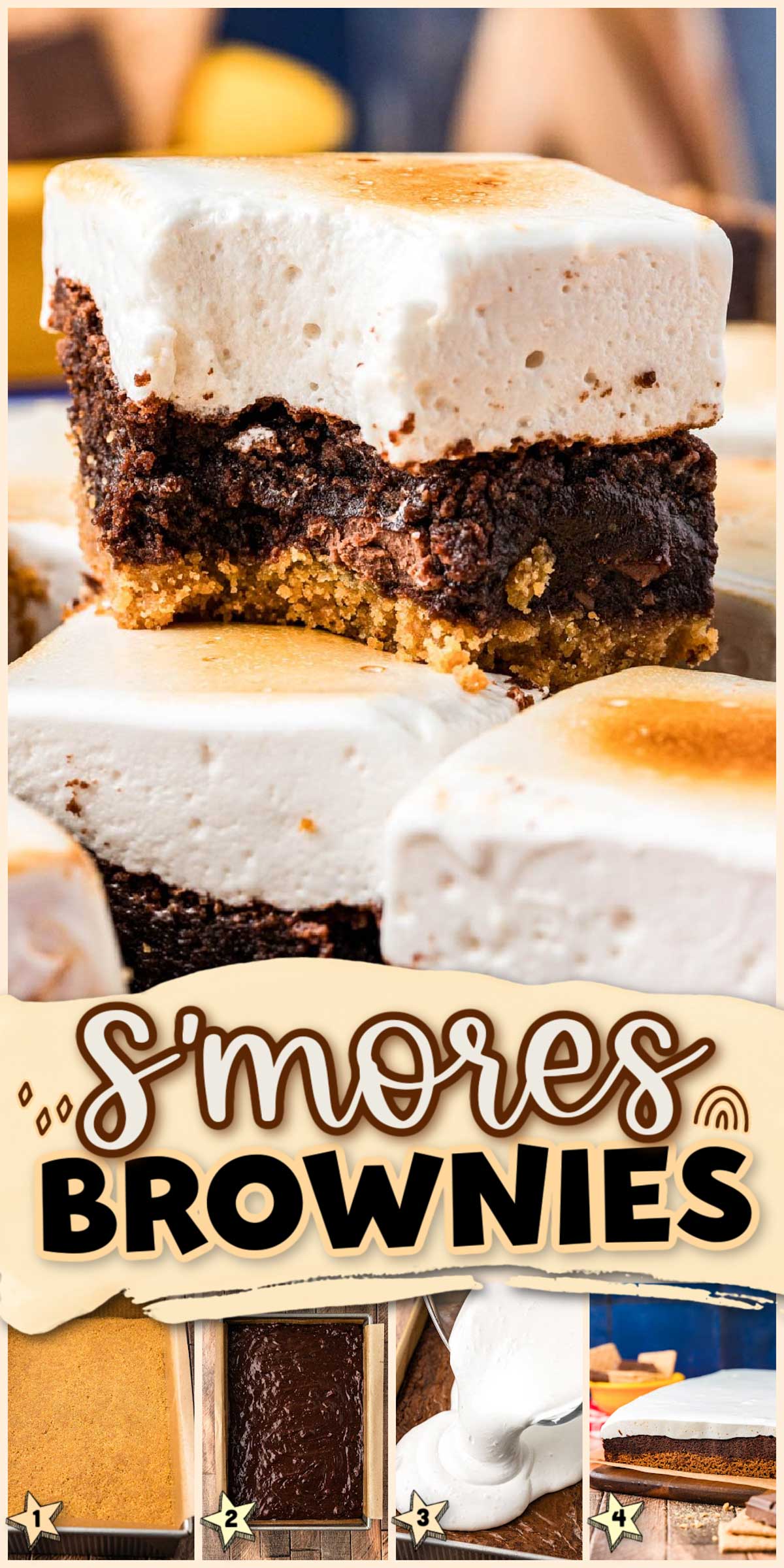 Two words: S'mores Brownies! One look at these recipe photos will have your mouth instantly watering for these easy-to-make gourmet-style brownies that are loaded with yummy s'mores flavor, complete with a graham cracker crust and a perfectly toasted marshmallow top! via @sugarandsoulco