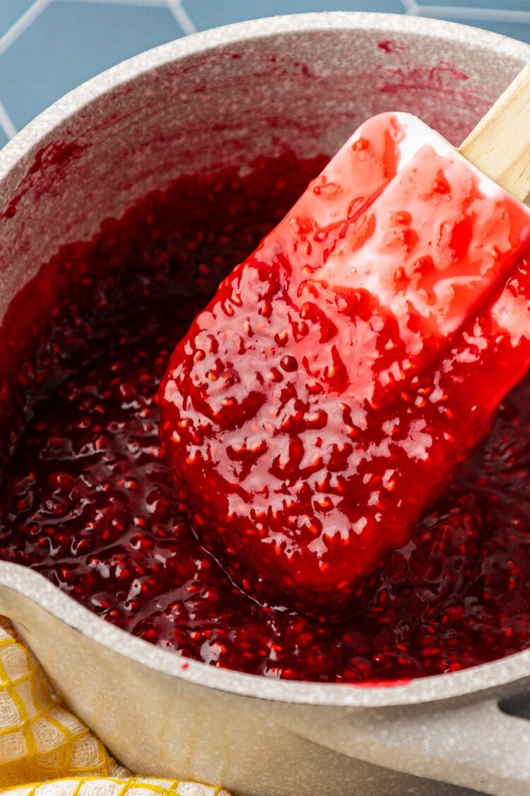 Raspberry Filling being made in a pot.