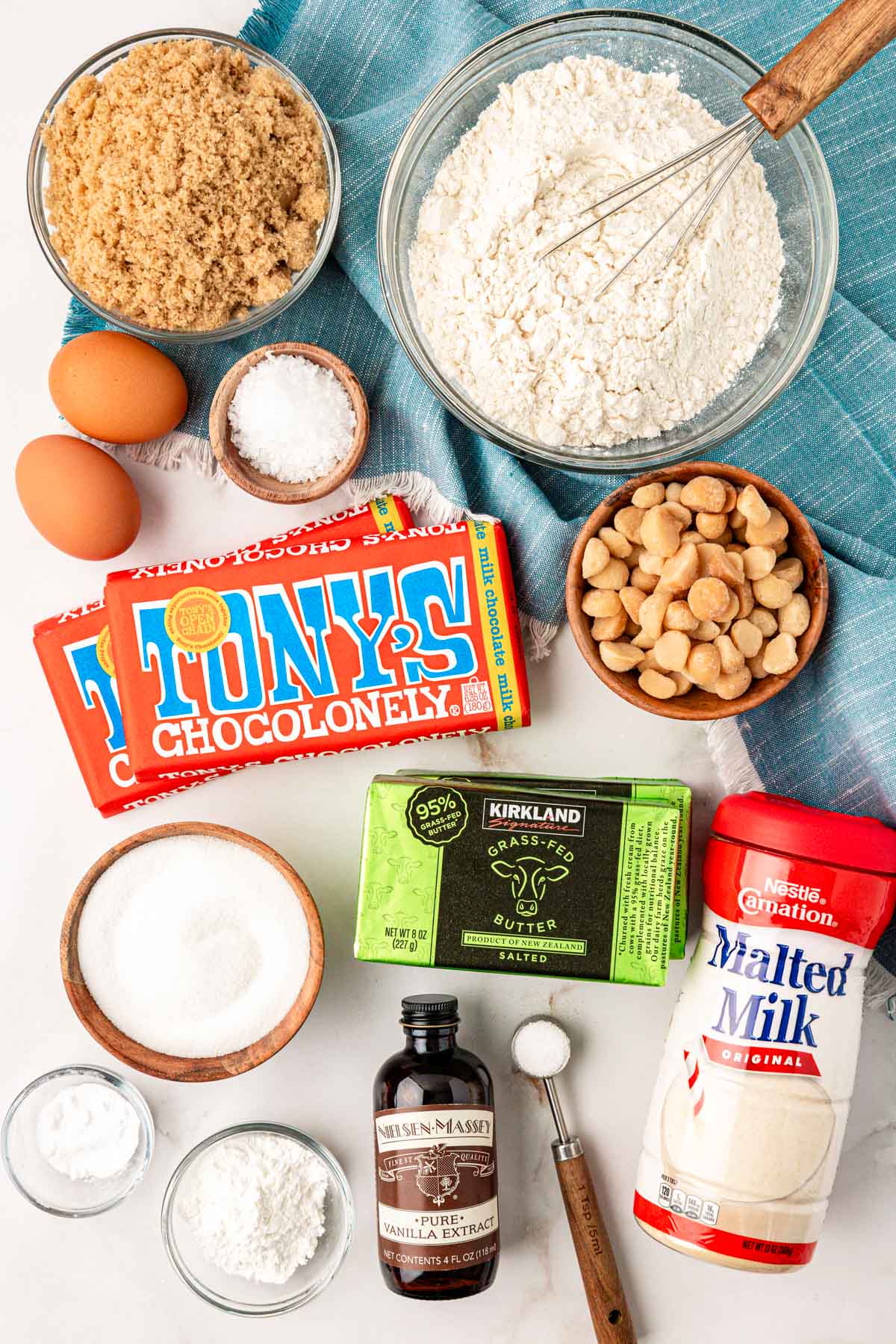 Ingredients to make Sausalito Cookies from scratch.