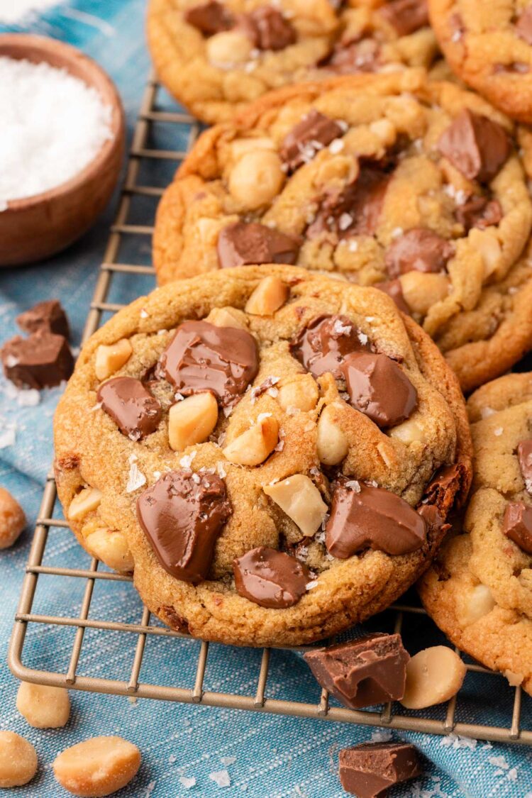 Close up of Sausalito Cookies on a wire rack.