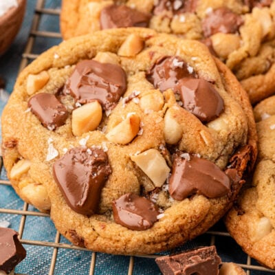 Close up of Sausalito Cookies on a wire rack.