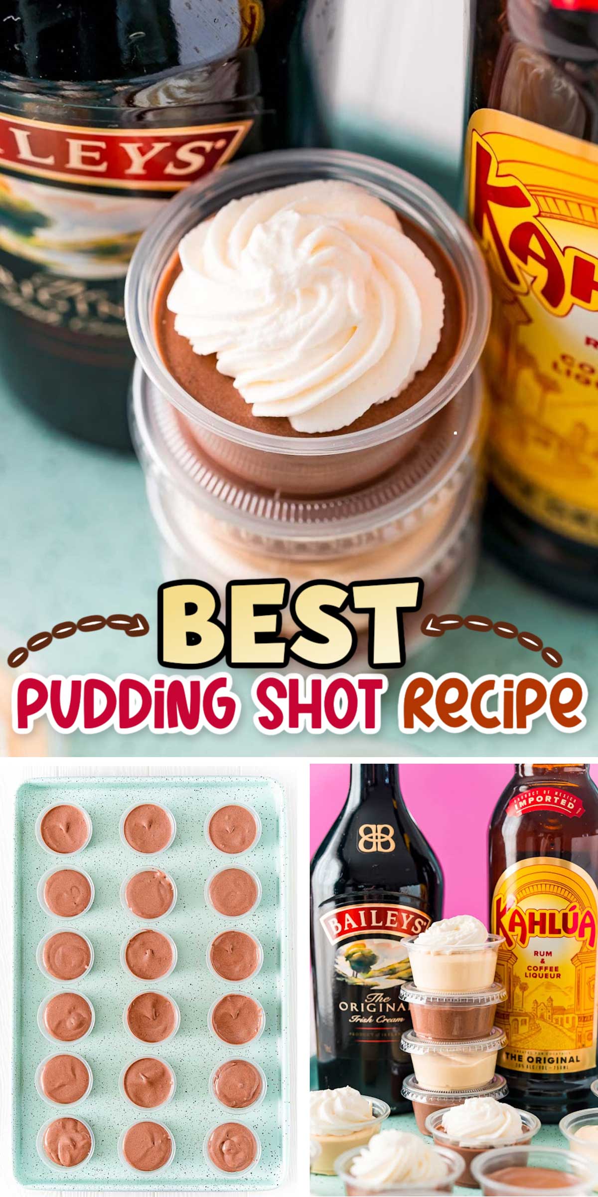 Pudding Shots are the drink/dessert combo you need for your next adult get-together! Requiring only 5 minutes of prep and 4 ingredients, you can make these with your choice of instant pudding and booze flavors. via @sugarandsoulco