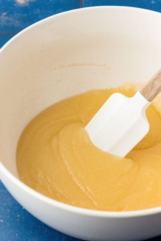 Butter and sugar melted in a pot.