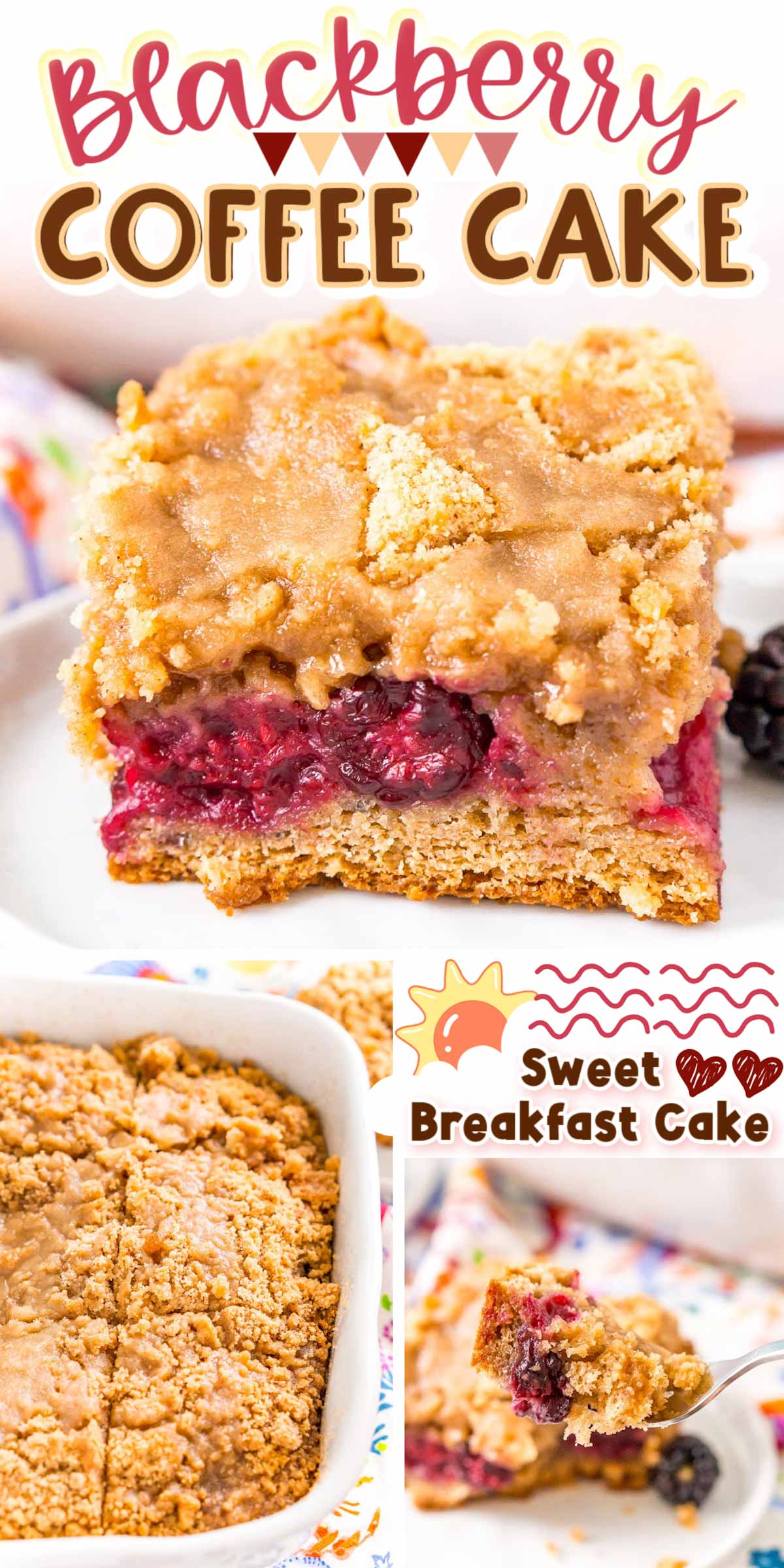 Blackberry Coffee Cake is a sweet breakfast cake loaded with brown sugar and a layer of fresh blackberries that are bursting with flavor! via @sugarandsoulco