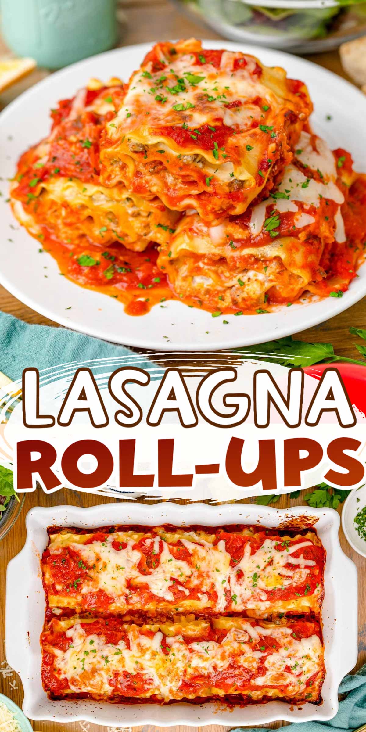 This Lasagna Roll Up Recipe is a fun twist on the classic family favorite recipe! Loaded with ricotta cheese, parmesan cheese, mozzarella cheese, and Italian seasoning flavor, it’ll still have everything you love about Lasagna except for the pesky layers! via @sugarandsoulco