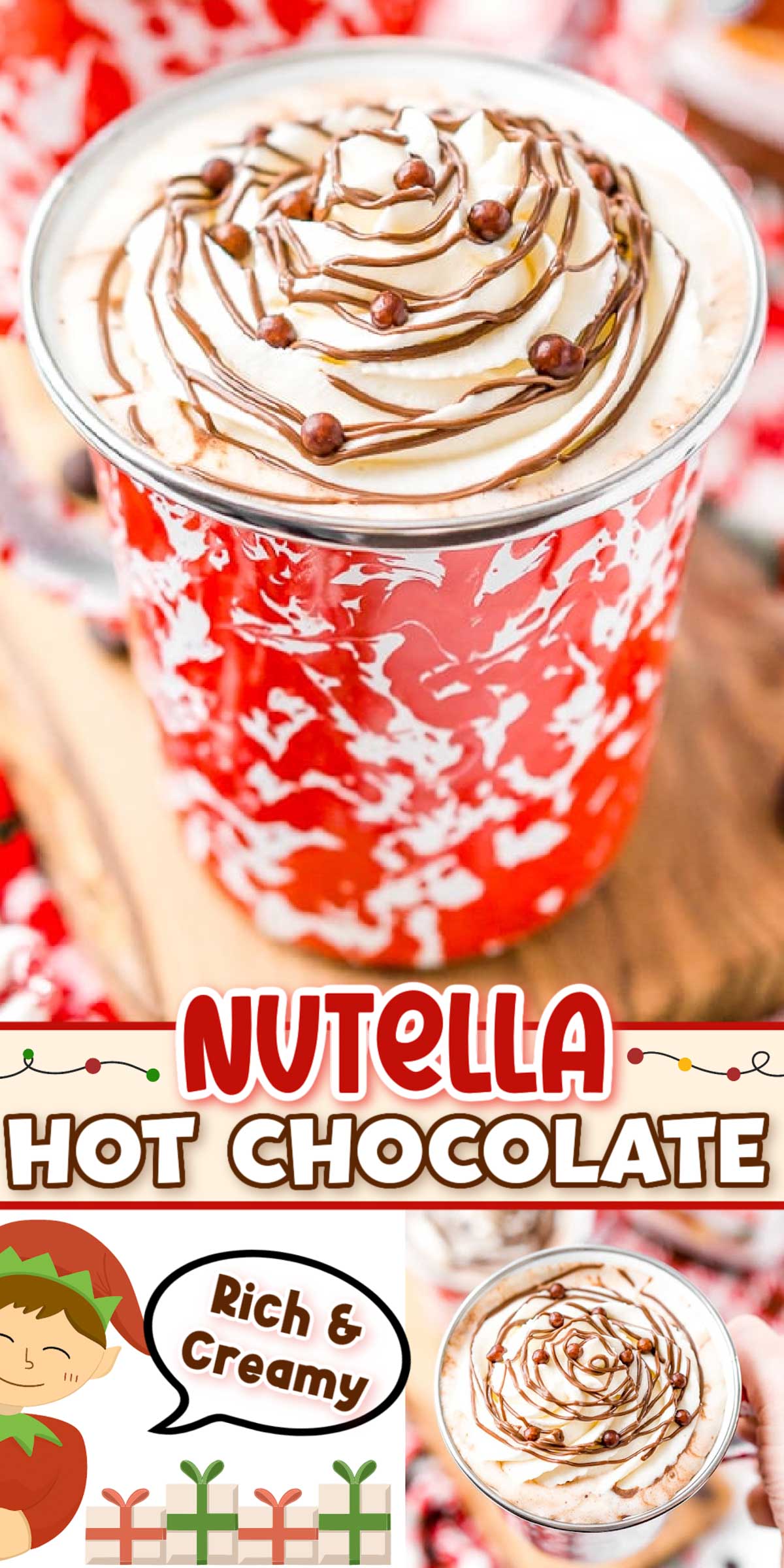 Nutella Hot Chocolate is a rich and creamy hot drink that takes your favorite chocolate hazelnut spread to a whole new level! via @sugarandsoulco