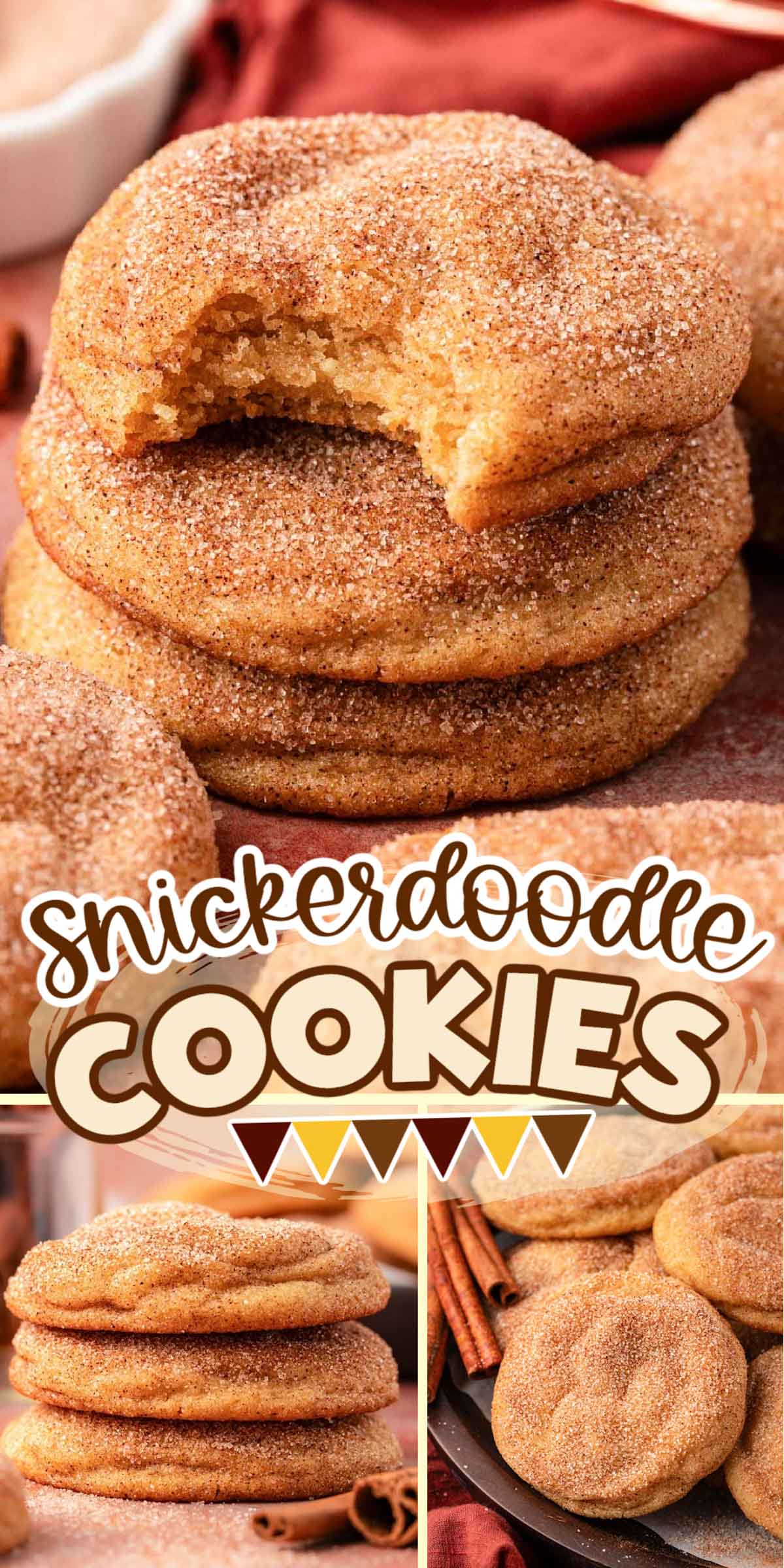 This Snickerdoodle Cookies recipe yields thick and chewy cookies that are sweet, tangy, and coated with cinnamon sugar. An unforgettable treat that calls on pantry staple ingredients to achieve a delicious, easy-to-make cookie! via @sugarandsoulco