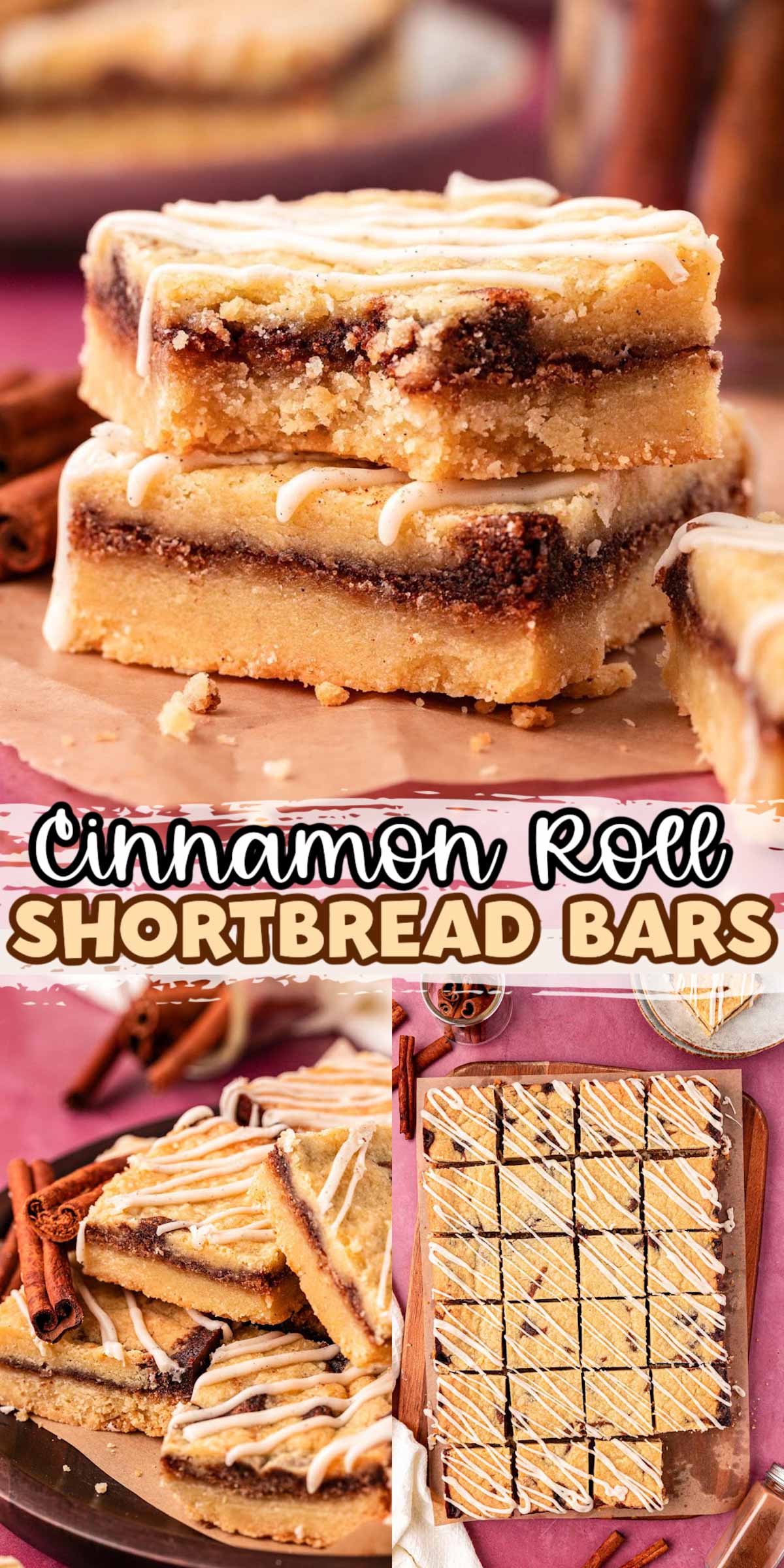 Irresistible Cinnamon Roll Shortbread Bars combine your favorite breakfast treat with a classic dessert into one delightful creation! Experience the perfect harmony of a warm cinnamon swirl nestled in a rich, buttery shortbread. Topped with a sweet drizzle of vanilla icing, these bars offer a mouthwatering twist on classic shortbread that you won’t want to miss! via @sugarandsoulco