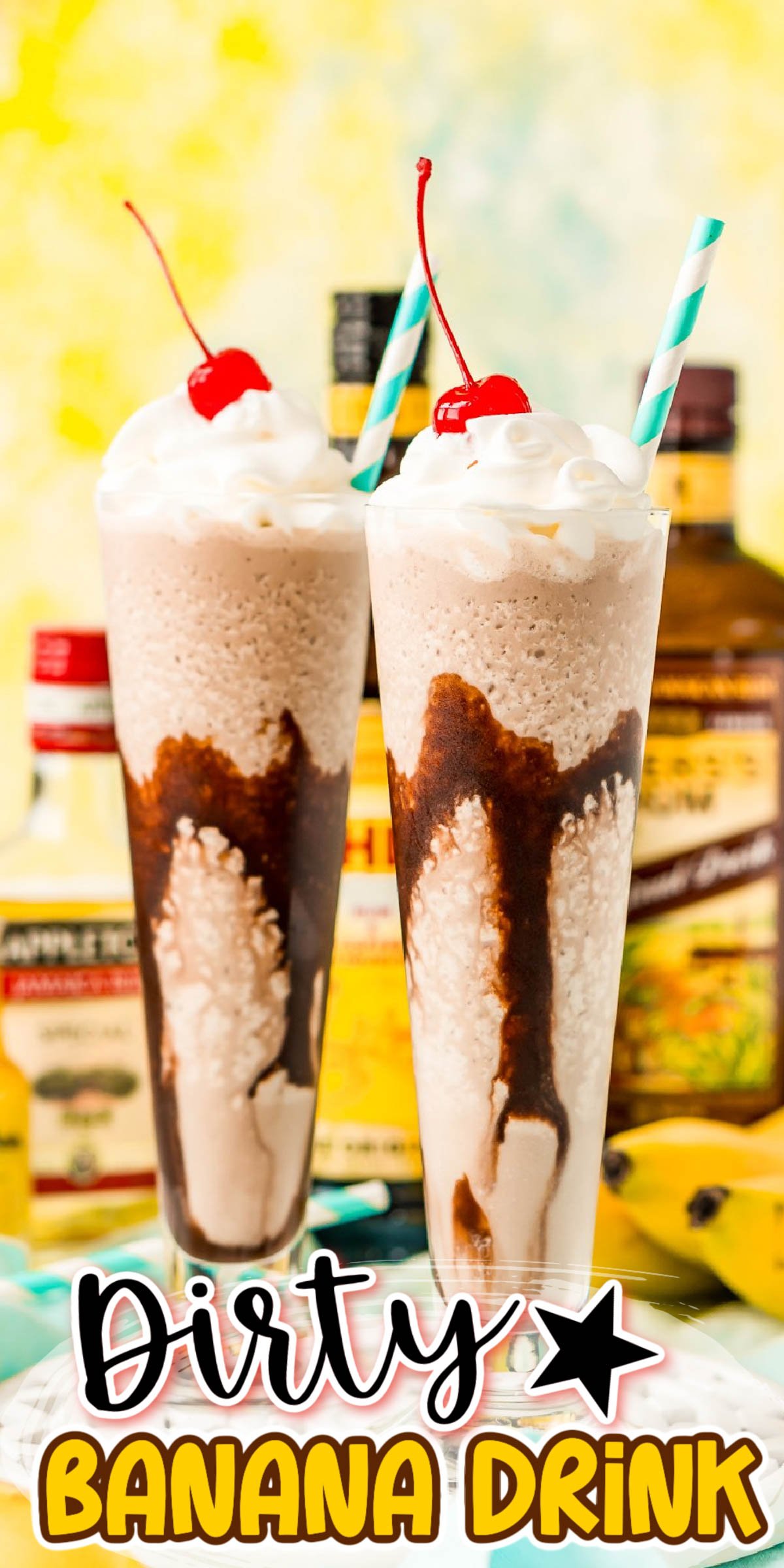 This Dirty Banana cocktail recipe is a dangerously delicious and boozy frozen drink recipe loaded with rum, banana, coffee, and chocolate flavors! via @sugarandsoulco