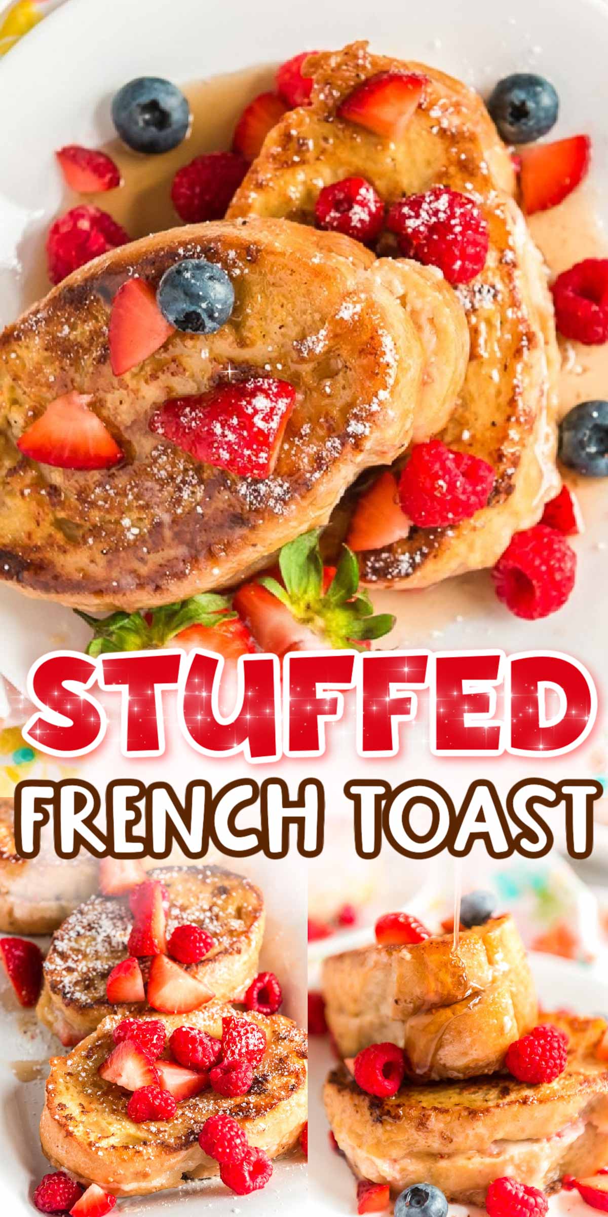 Berry Stuffed French Toast is a fruity, creamy, and indulgent breakfast recipe that combines macerated berries with a sweet mascarpone mixture and thick slices of French bread. via @sugarandsoulco