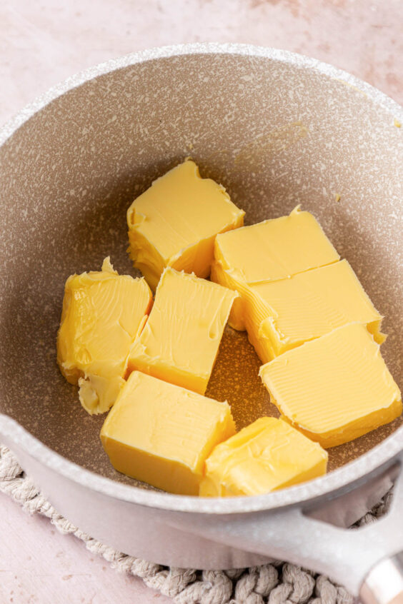 Butter in a pot ready to be melted.