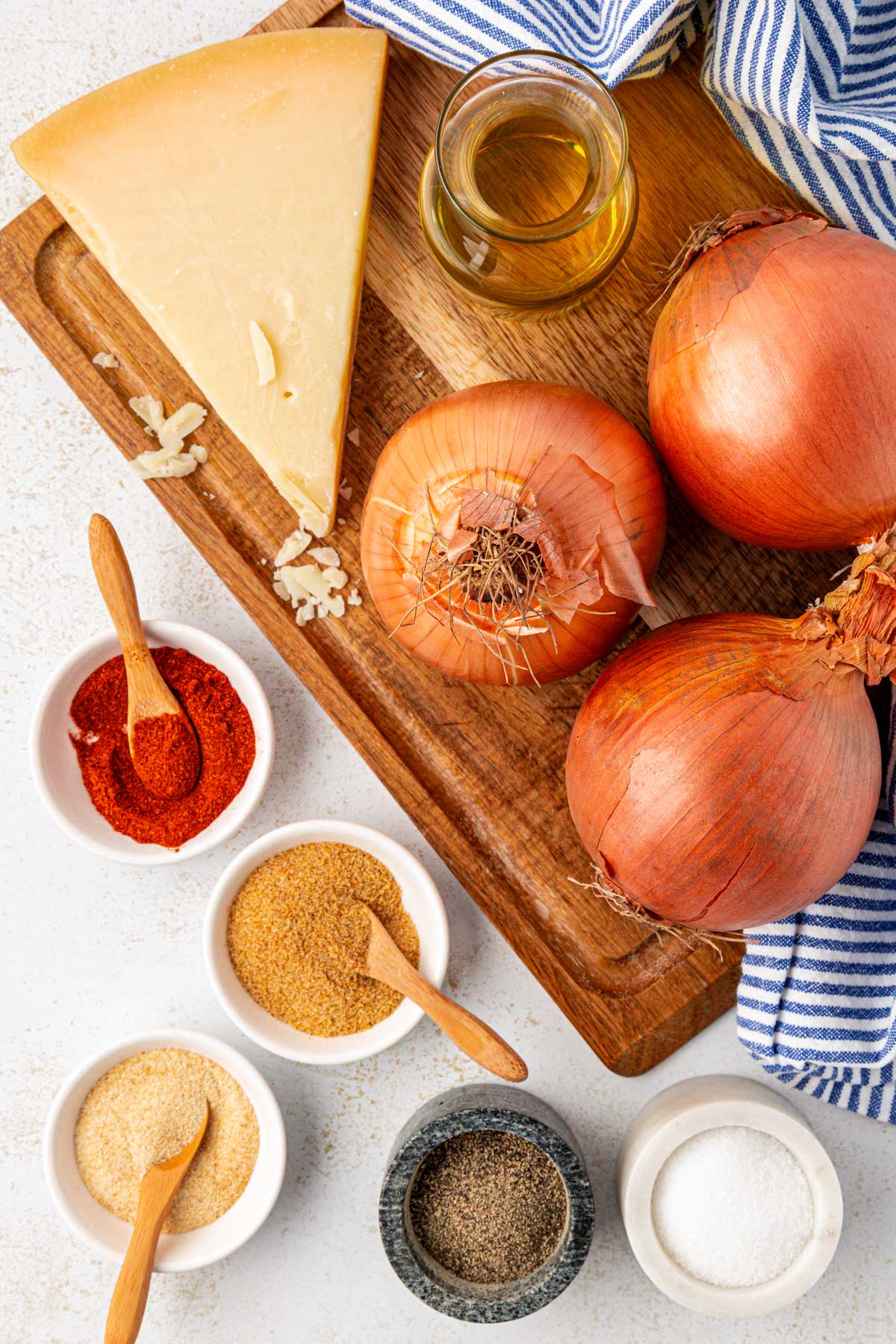 Overhead photo of ingredients to make tiktok viral onion ring chips.